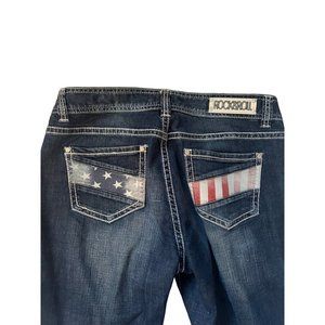 Rock & Roll Cowgirl Blue Denim Jeans American Flag Pattern Women's Size 31 x 30